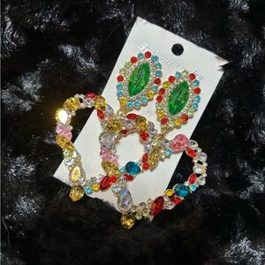 Colorful Crystal Heart Earrings
